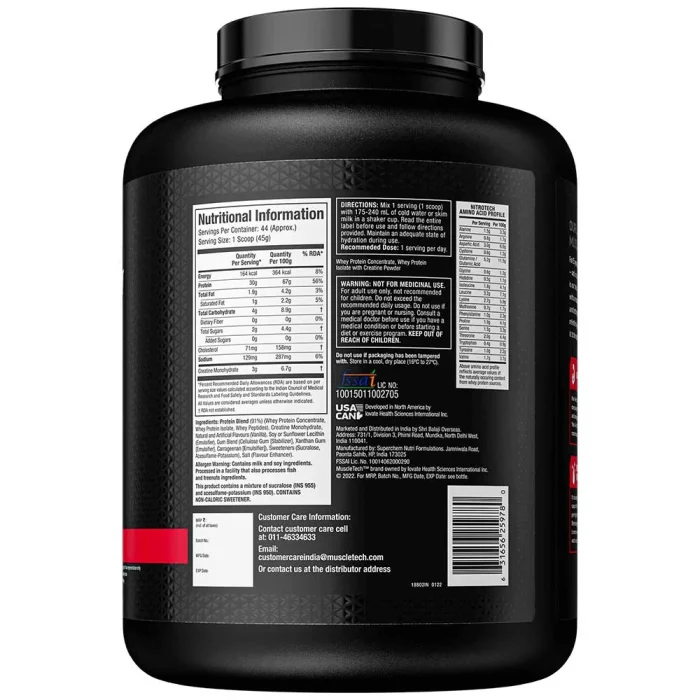 MuscleTech Nitro-Tech Whey Protein, 1.81kg (4lbs) - Image 3