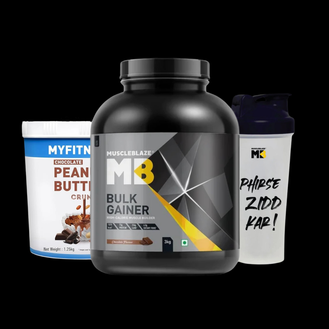 Untitled design - 2025-01-17T132912.148 MuscleBlaze Bulk Gainer 3kg + MF Peanut Butter 1.25kg + Shaker - Image 1