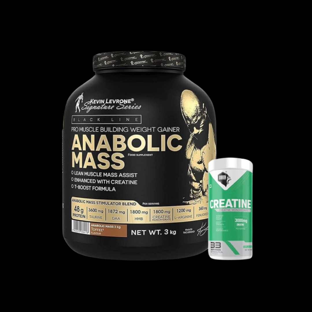 Untitled design - 2025-01-17T131045.157 Kevin Levrone Anabolic Mass Gainer 3Kg with Gibbon Creatine Monohydrate 100gm free - Image 1