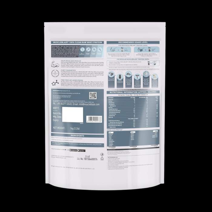 MuscleBlaze 100% Clean Raw Whey Protein Concentrate - Image 2
