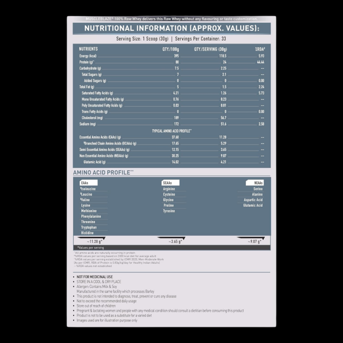 MuscleBlaze 100% Clean Raw Whey Protein Concentrate - Image 3