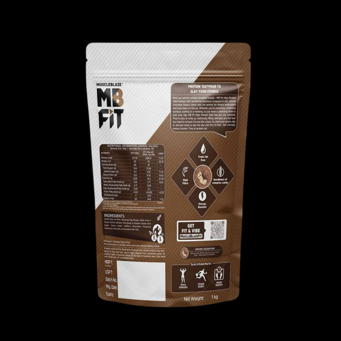 MuscleBlaze High Protein Oats Dark Chocolate 1kg - Image 2