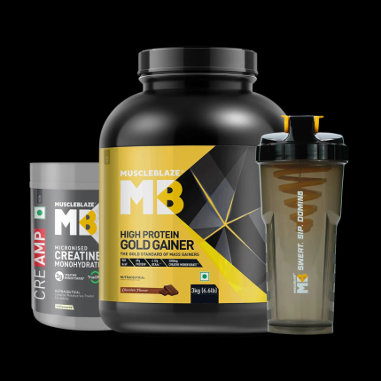 MuscleBlaze High Protein Gold Gainer 3Kg + MuscleBlaze Creatine Monohydrate CreAMP 250gm + MuscleBlaze Cyclone Shaker