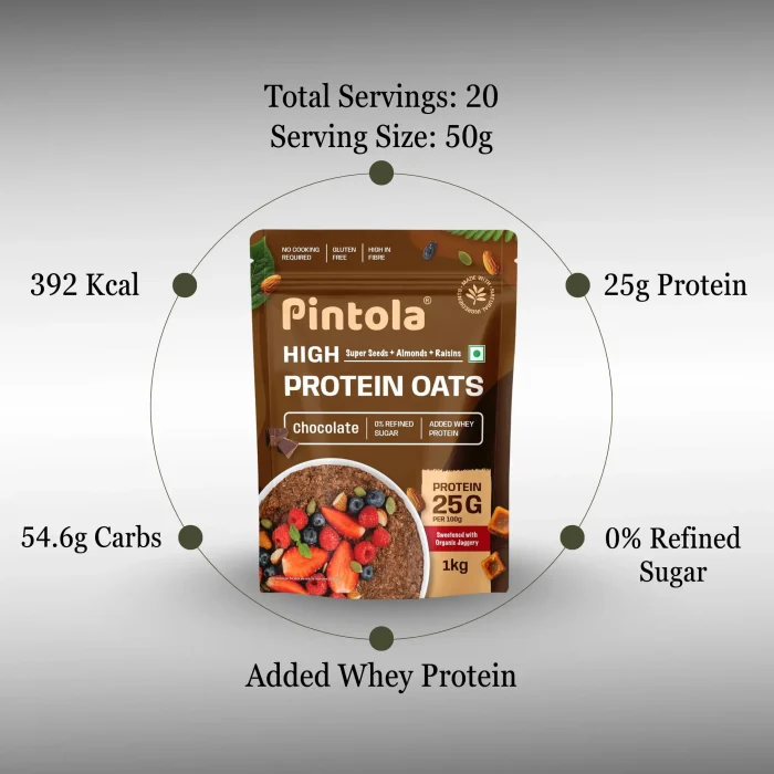 Pintola High Protein Dark Chocolate Oats 1kg - Image 3